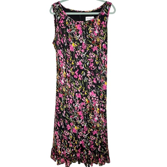 Retro Colorful Tank Midi Dress 16W Pink Belted Classic Chic Preppy Boho Western - Picture 1 of 12